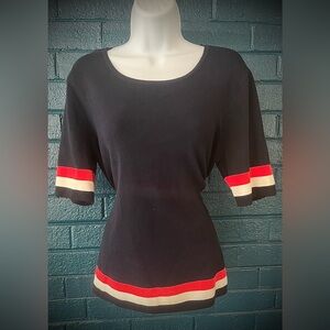 Navy Blue with Red and White Stripes